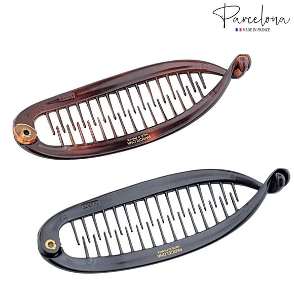 French Tortoise Shell Black Ponytail Hair Clips Set of 2 for Women Girls main image 8